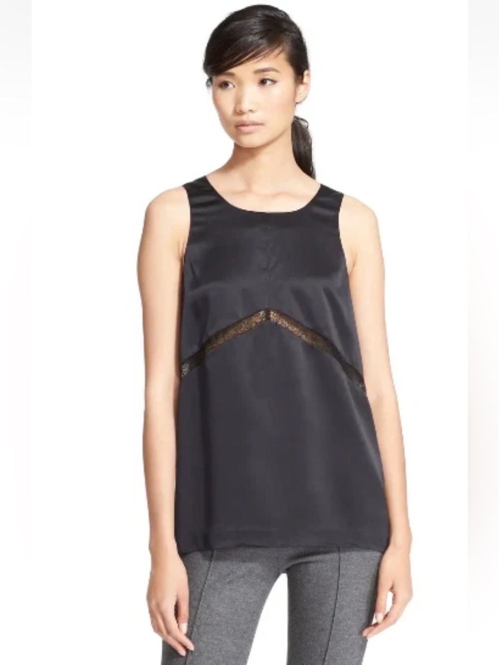 rag & bone Glass Lace Inset Silk Tank